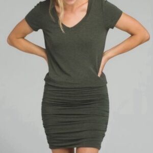 Prana foundation mini T shirt style dress with rushed slimming pencil skirt EUC
